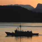 Battleship protecting Stewart Island San Juan Islands Washington State