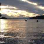 Kayak into San Juan Islands sunset