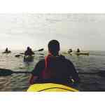 Kayaking between the views of San Juan Island to our left andamp Canad to our right-